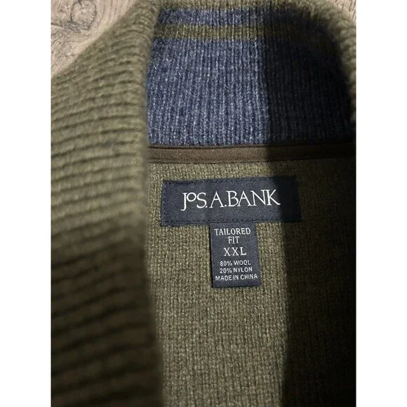 Jos. A. Bank Olive Green Zip Up Sweater - Picture 3 of 6